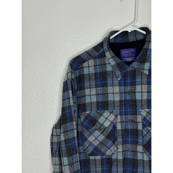 Pendleton Limited Edition Beach Boys Wool Board Shirt Large Blue Plaid *See Pics - Picture 2 of 16